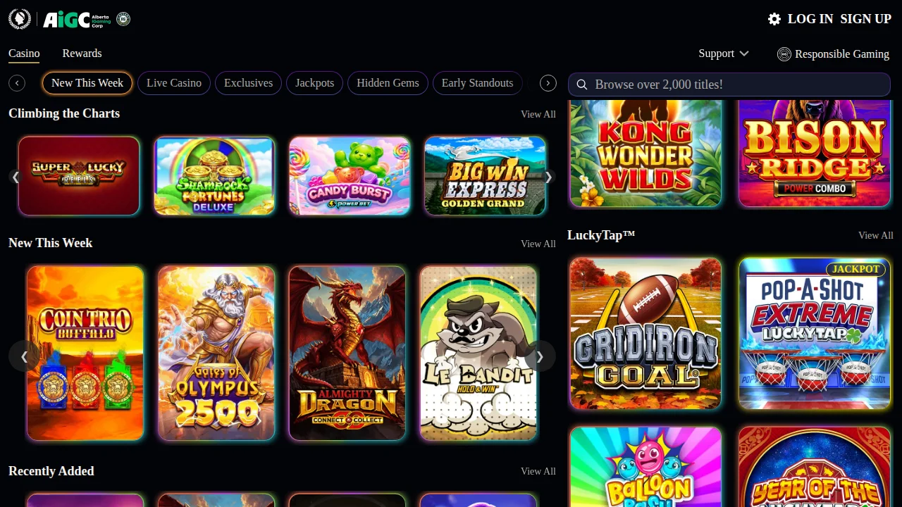 Caesars Palace Online Casino homepage seen on the Alberta site