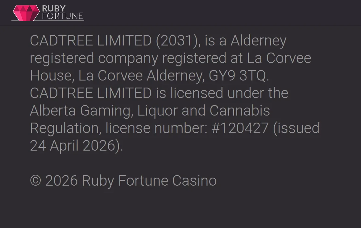 Ruby Fortune licence
