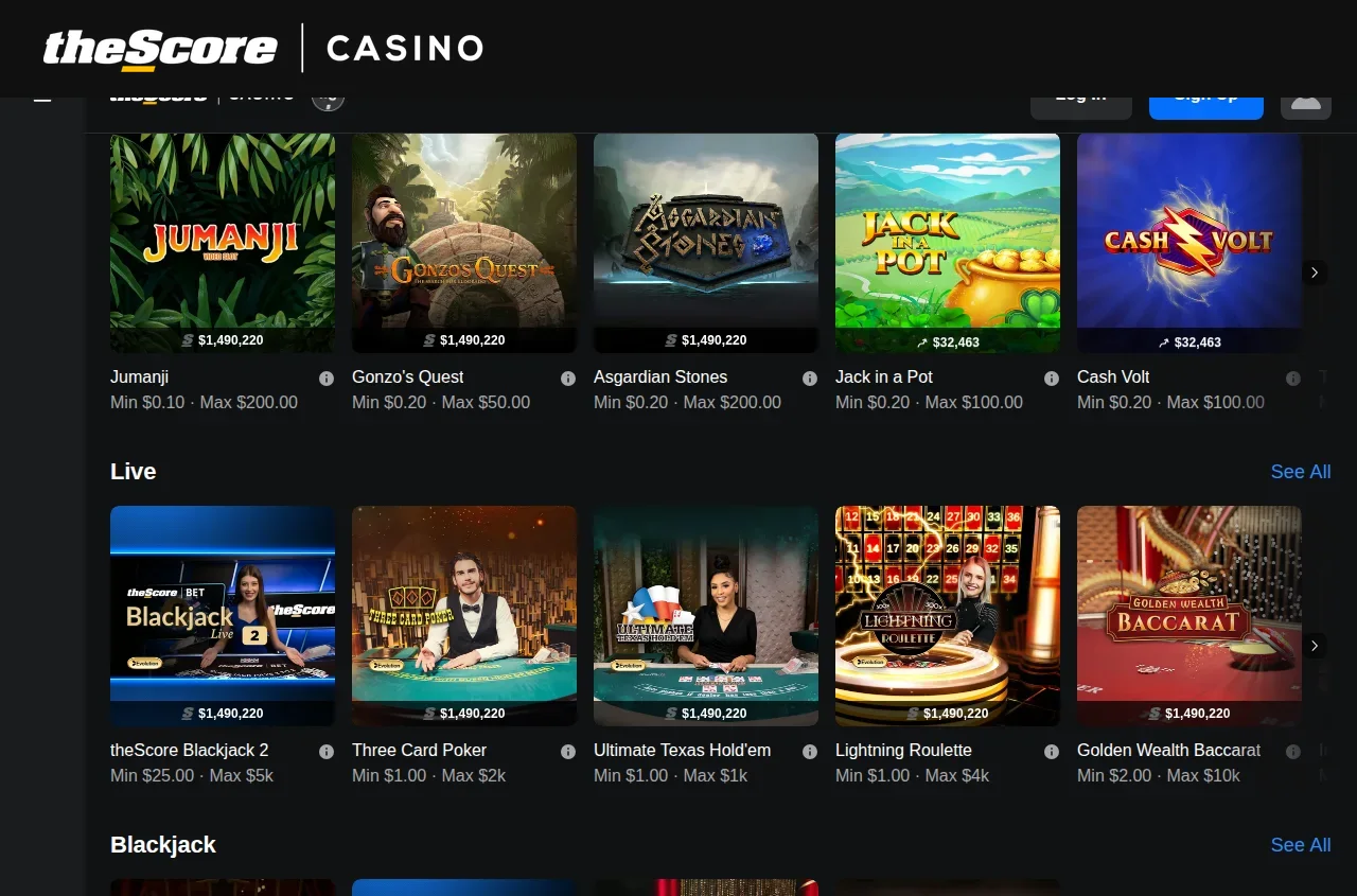 theScore Casino lobby