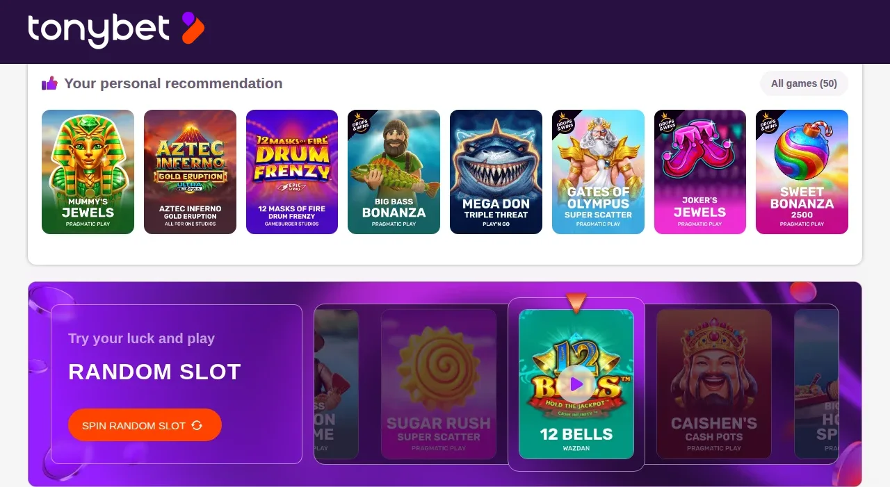 Tonybet slots